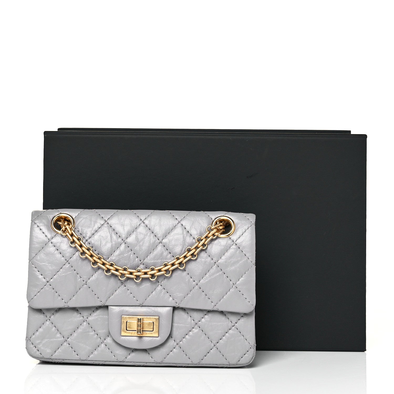 Chanel Aged Calfskin Quilted 2.55 Reissue Mini Flap Grey 10 of 10