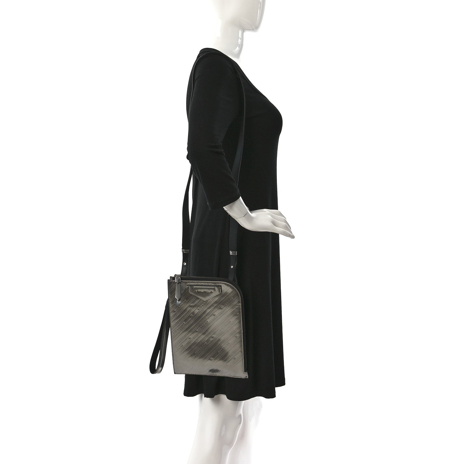 Givenchy Patent Embossed Antigona Portfolio Pouch Silvery 2 of 8
