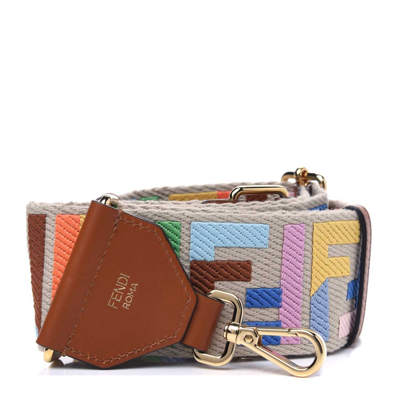 Fendi Canvas Calfskin FF 1974 Adjustable Strap You Multicolor Cuoio 1 of 3