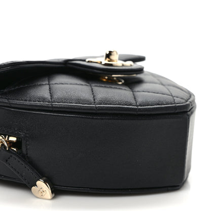 Chanel Lambskin Quilted CC In Love Heart Clutch With Chain Black 8 of 10