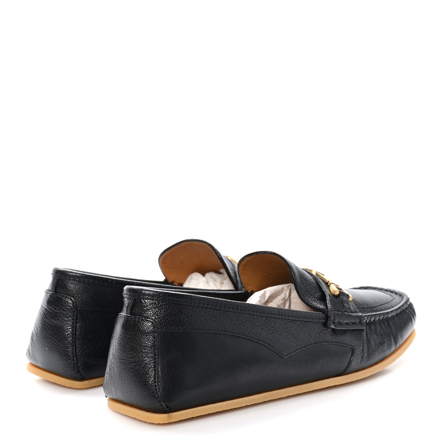 Goatskin Mens Interlocking GG Horsebit Tayma Moccasins 7.5 Black