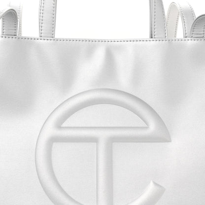 Telfar Metallic Vegan Leather Medium Shopping Bag Silver 7 of 11