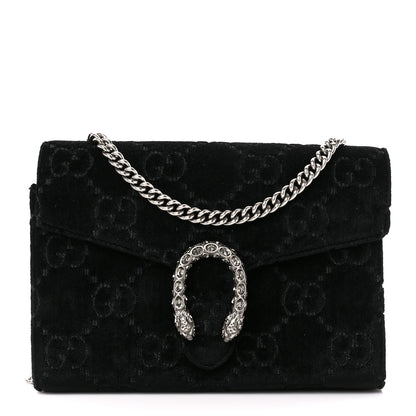 Gucci Velvet GG Monogram Mini Dionysus Chain Wallet Black 1 of 10
