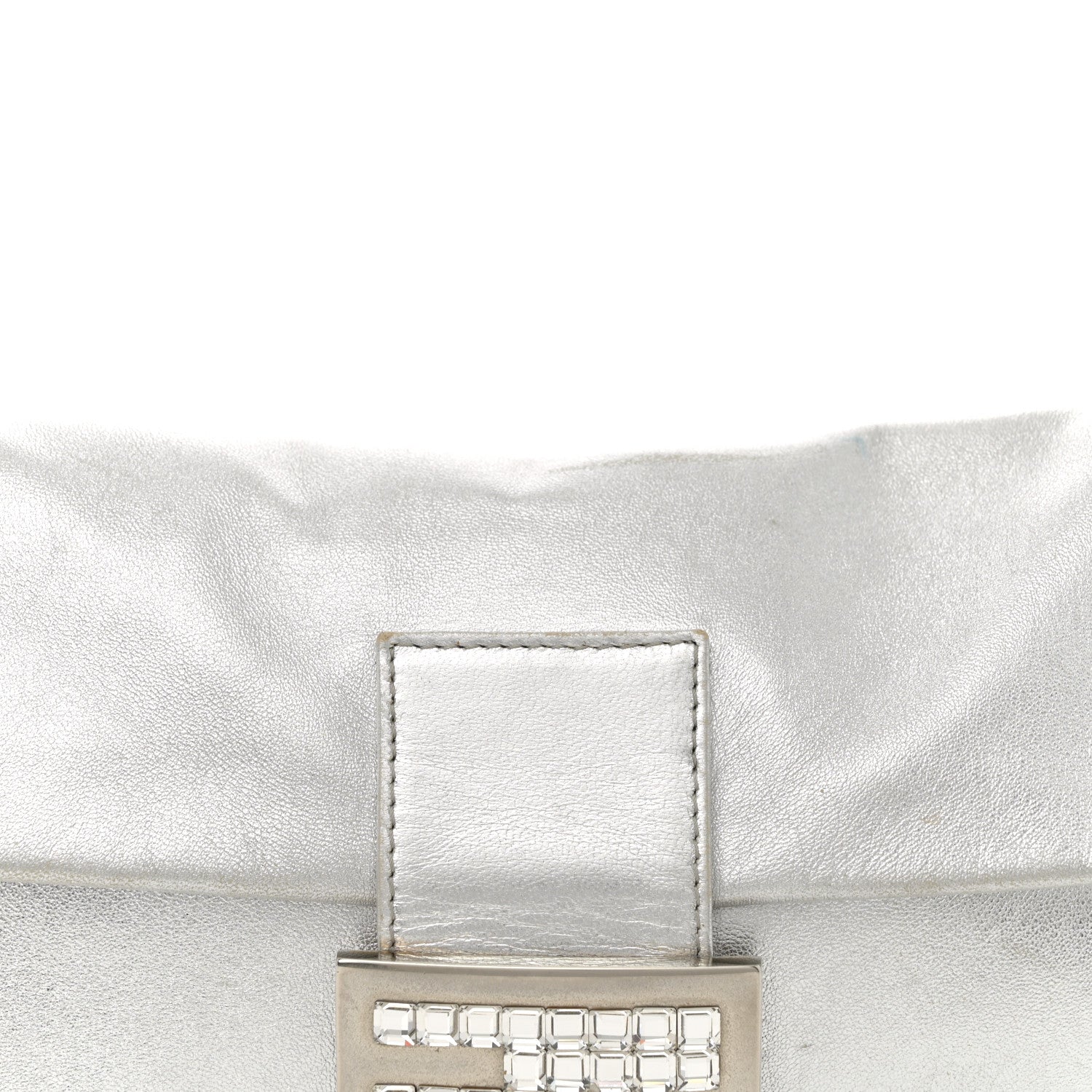 Fendi Metallic Nappa Crystal Baguette Silver 8 of 15
