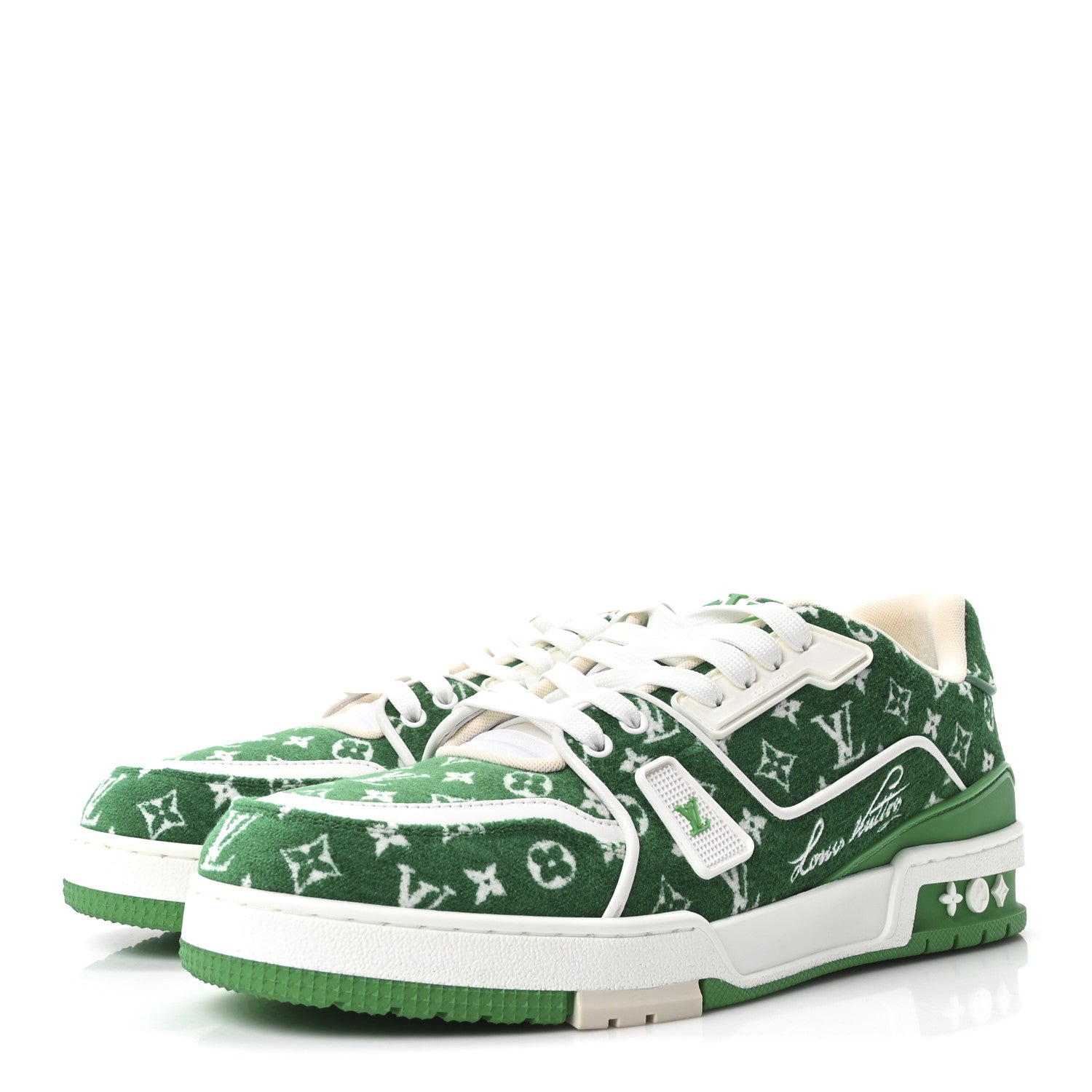 Louis Vuitton Jacquard Velvet Monogram Mens LV Trainer Sneakers 9 Vert 4 of 9