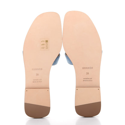 Hermes Denim Canvas Oran Sandals 39 Bleu Clair 6 of 11