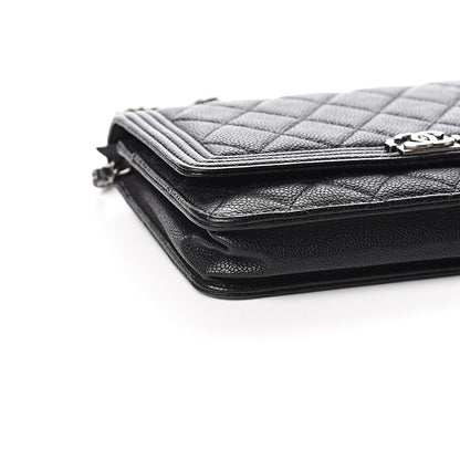 Chanel Caviar Quilted Boy Wallet On Chain WOC Black 8 of 10
