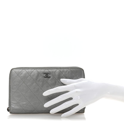 Chanel Metallic Aged Calfskin Quilted Palette Large Zip Around Organizer Wallet Silver 2 of 9
