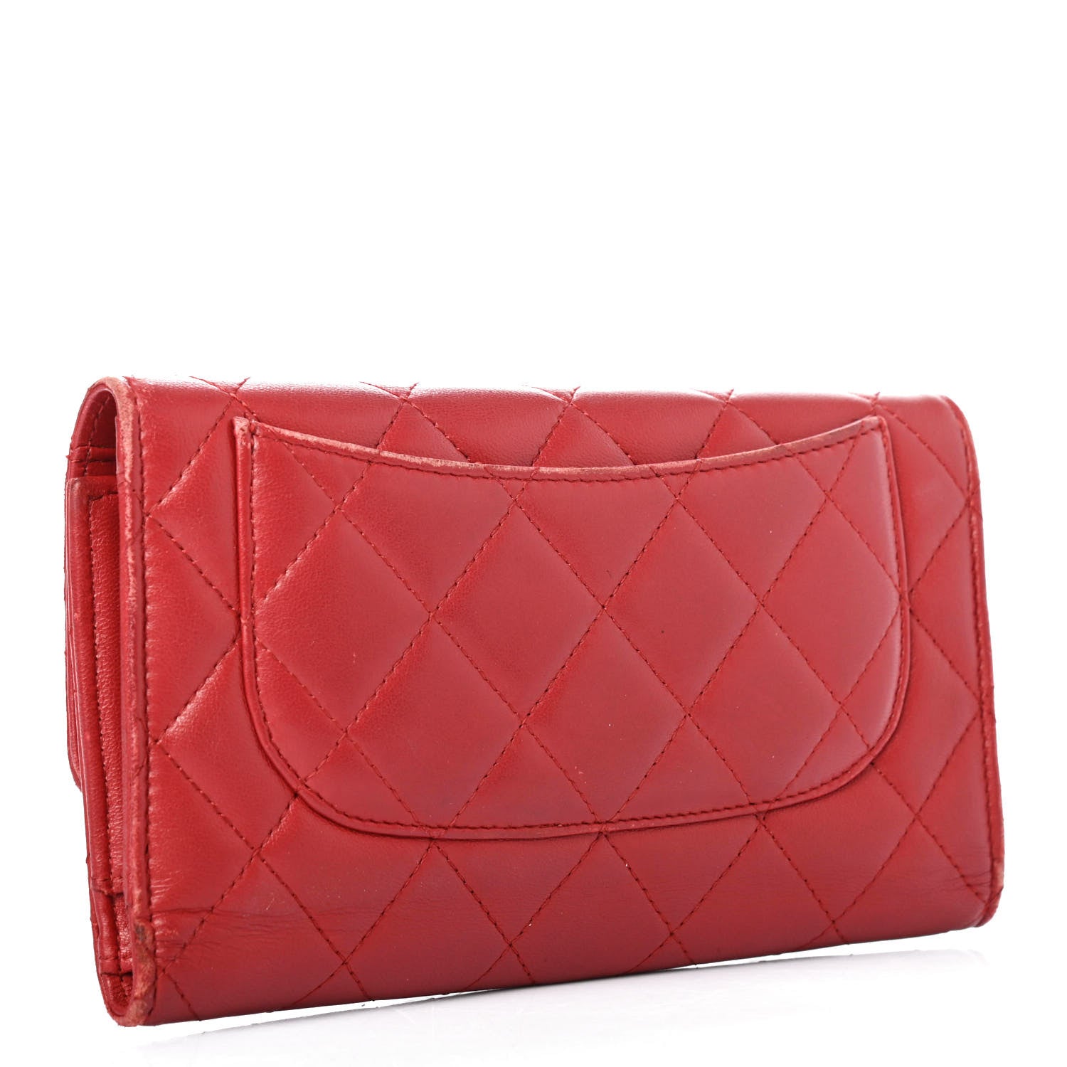 Chanel Lambskin Quilted Large Flap Wallet Red 2 of 4