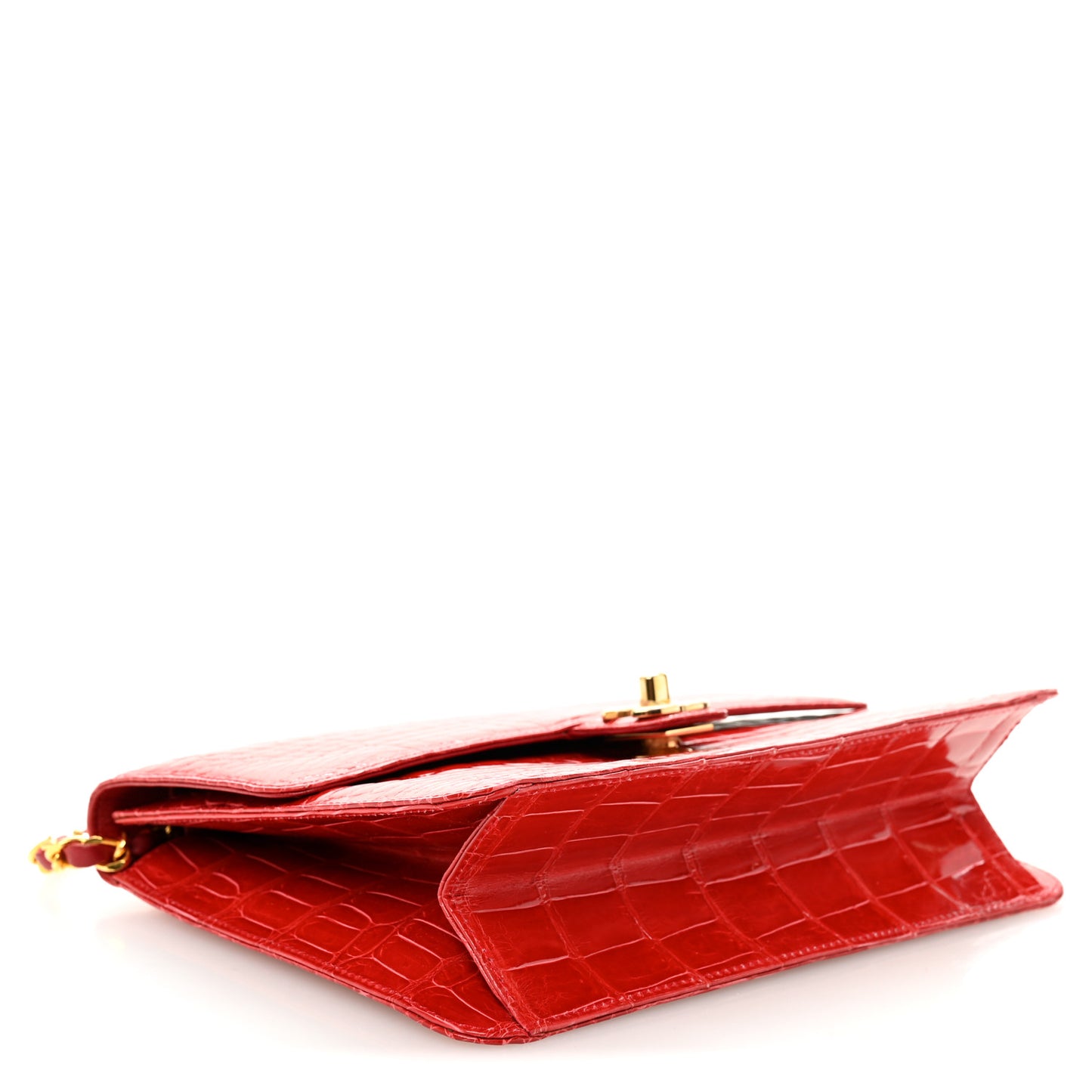 Shiny Alligator Small Single Flap Red