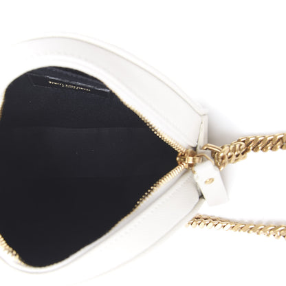 Saint Laurent Grain De Poudre Matelasse Chevron Quilted Round Vinyle Camera Bag White 4 of 9