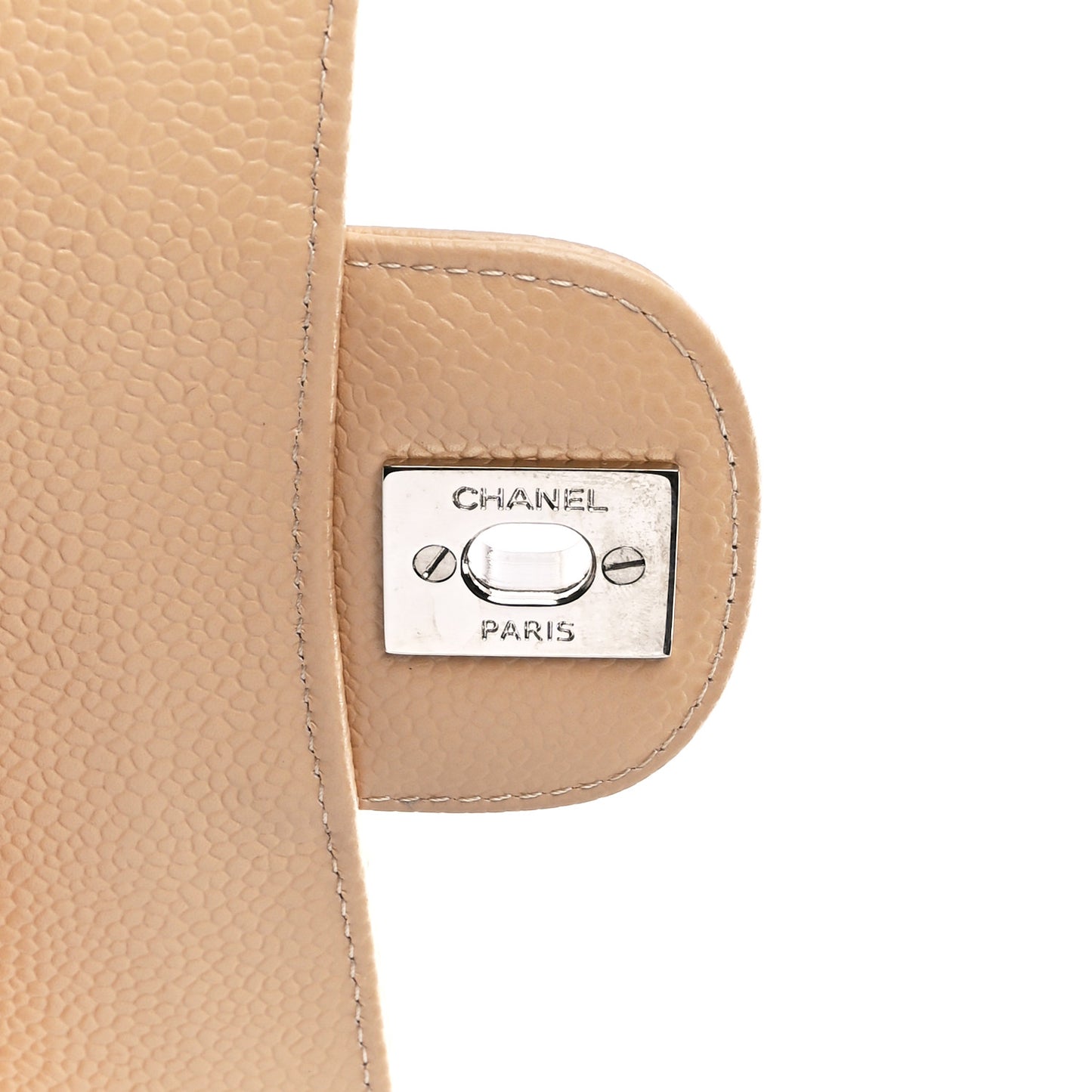 Caviar Quilted Medium Double Flap Light Beige