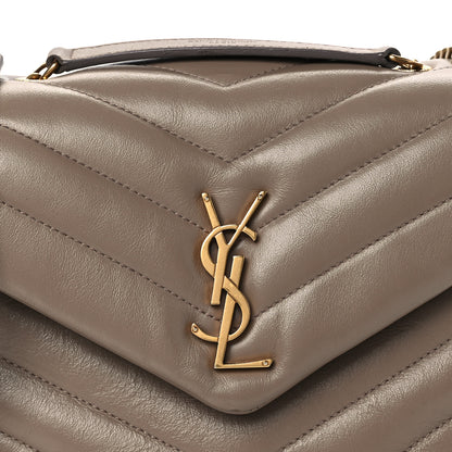 Saint Laurent Calfskin Y Quilted Monogram Small Loulou Chain Satchel Dark Beige 8 of 10