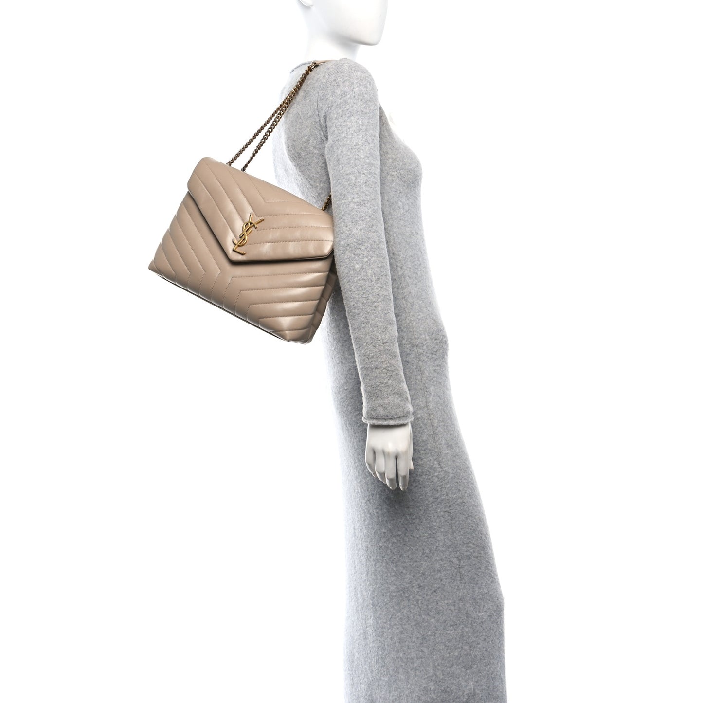 Calfskin Y Quilted Monogram Medium Loulou Chain Satchel