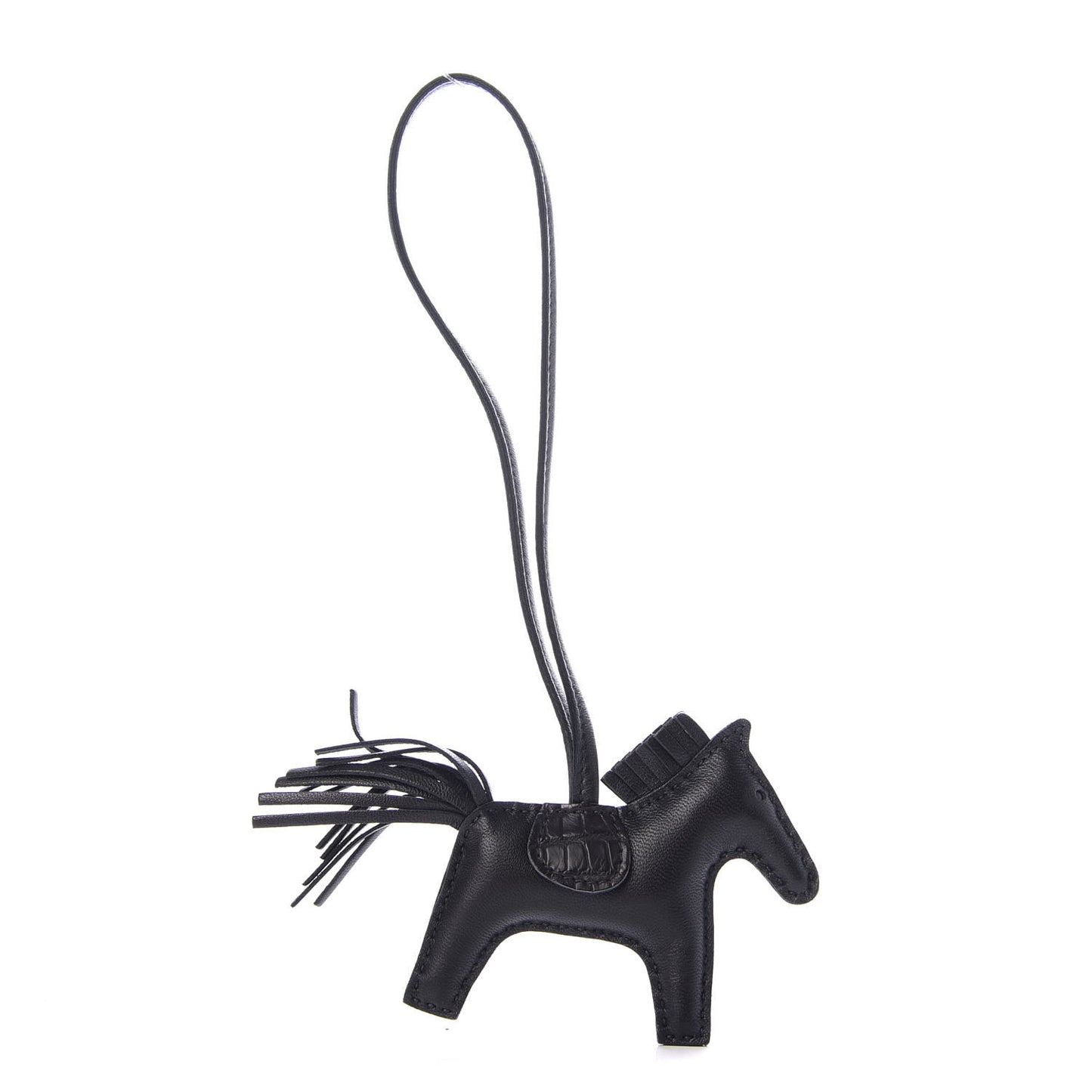 Milo Lambskin Matte Alligator Touch Grigri Rodeo Horse Bag Charm PM So Black