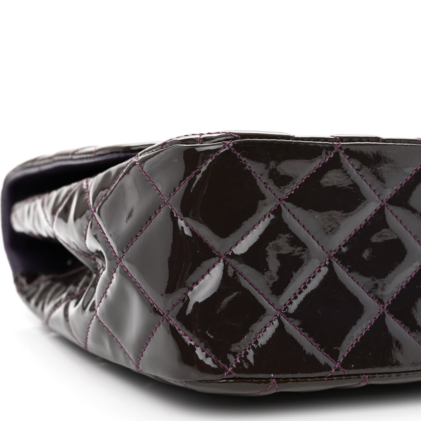 Patent Quilted Jumbo Single Flap Dark Purple