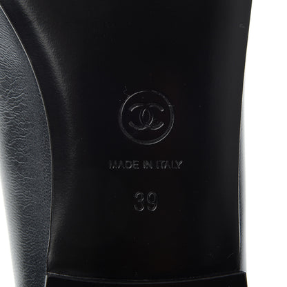 Chanel Pearly Calfskin Patent Cap Toe Ballerina Flats 39 Black 6 of 10