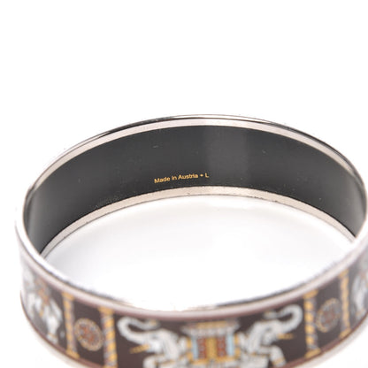 Hermes Enamel Printed Elephant Torana Wide Bracelet 65 Black 5 of 6