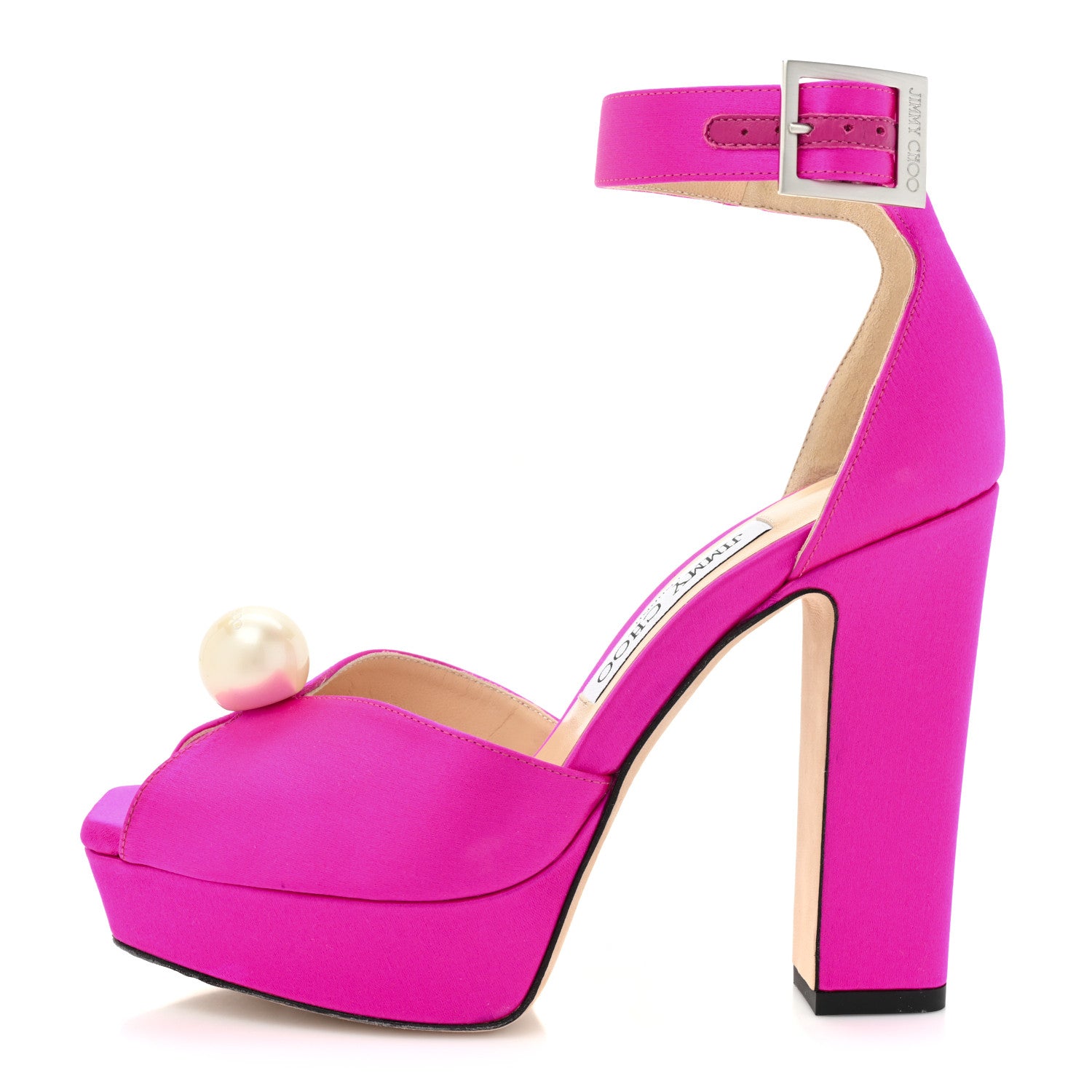 Jimmy Choo Satin Pearl Socorie 120 Sandals 36 Fuchsia White 1 of 11