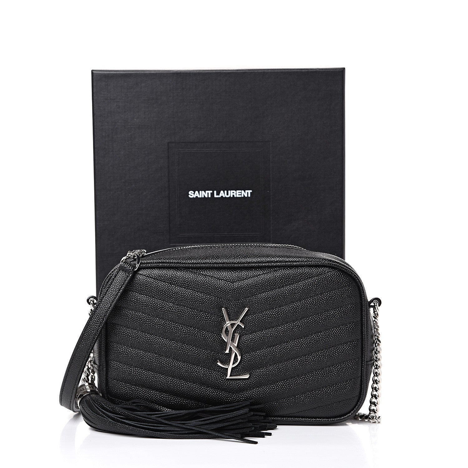 Saint Laurent Grain De Poudre Matelasse Monogram Mini Lou Camera Bag Black 11 of 11