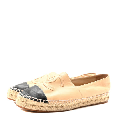 Chanel Lambskin CC Espadrilles 39 Beige Black 4 of 9