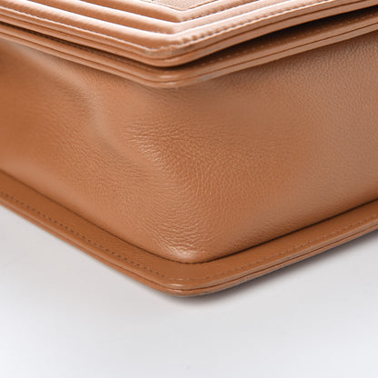 Chanel Calfskin Quilted Double Stitch New Medium Boy Flap Camel 9 of 12