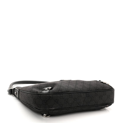Gucci Denim Monogram Abbey D Ring Hobo Black 4 of 11