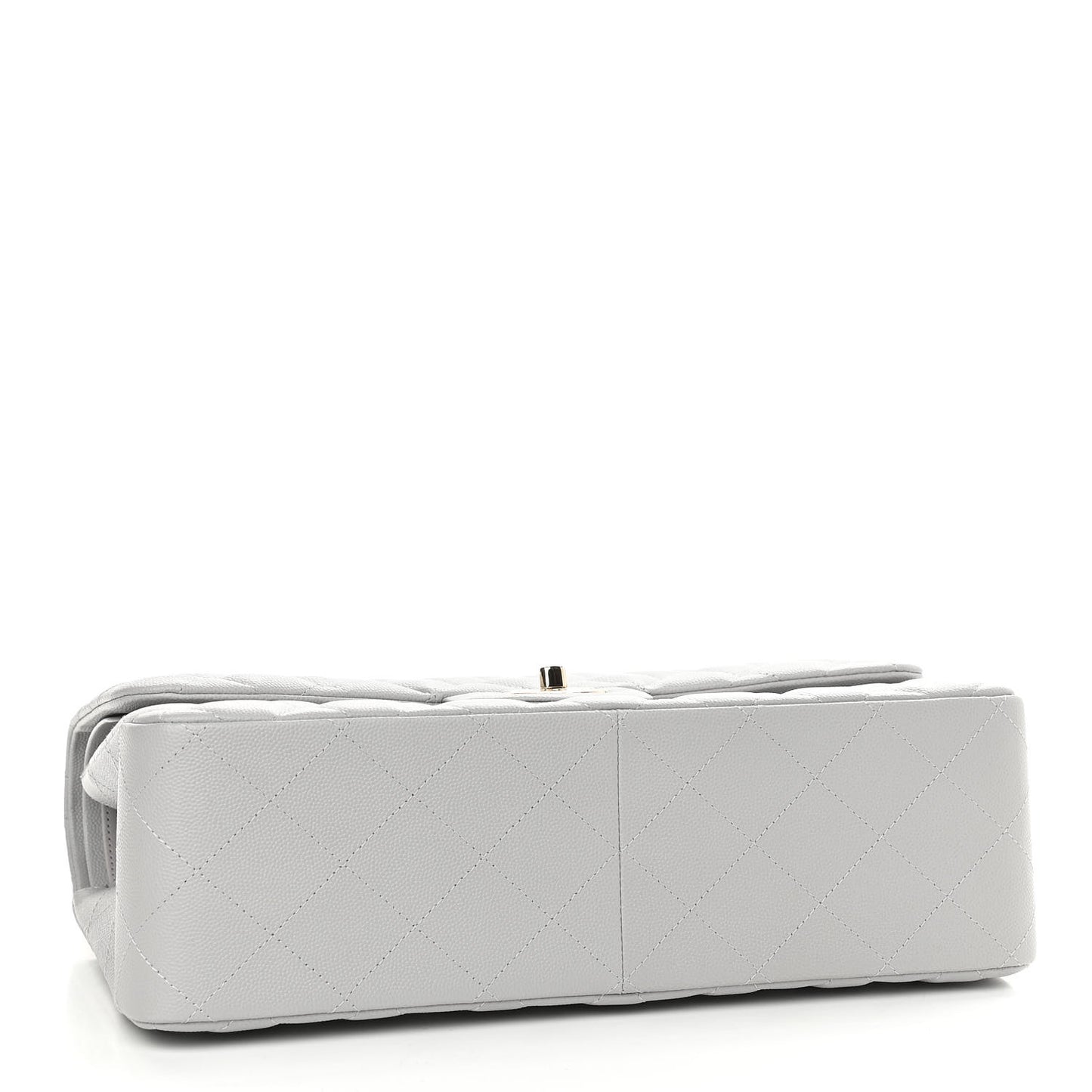 Caviar Quilted Jumbo Double Flap Grey