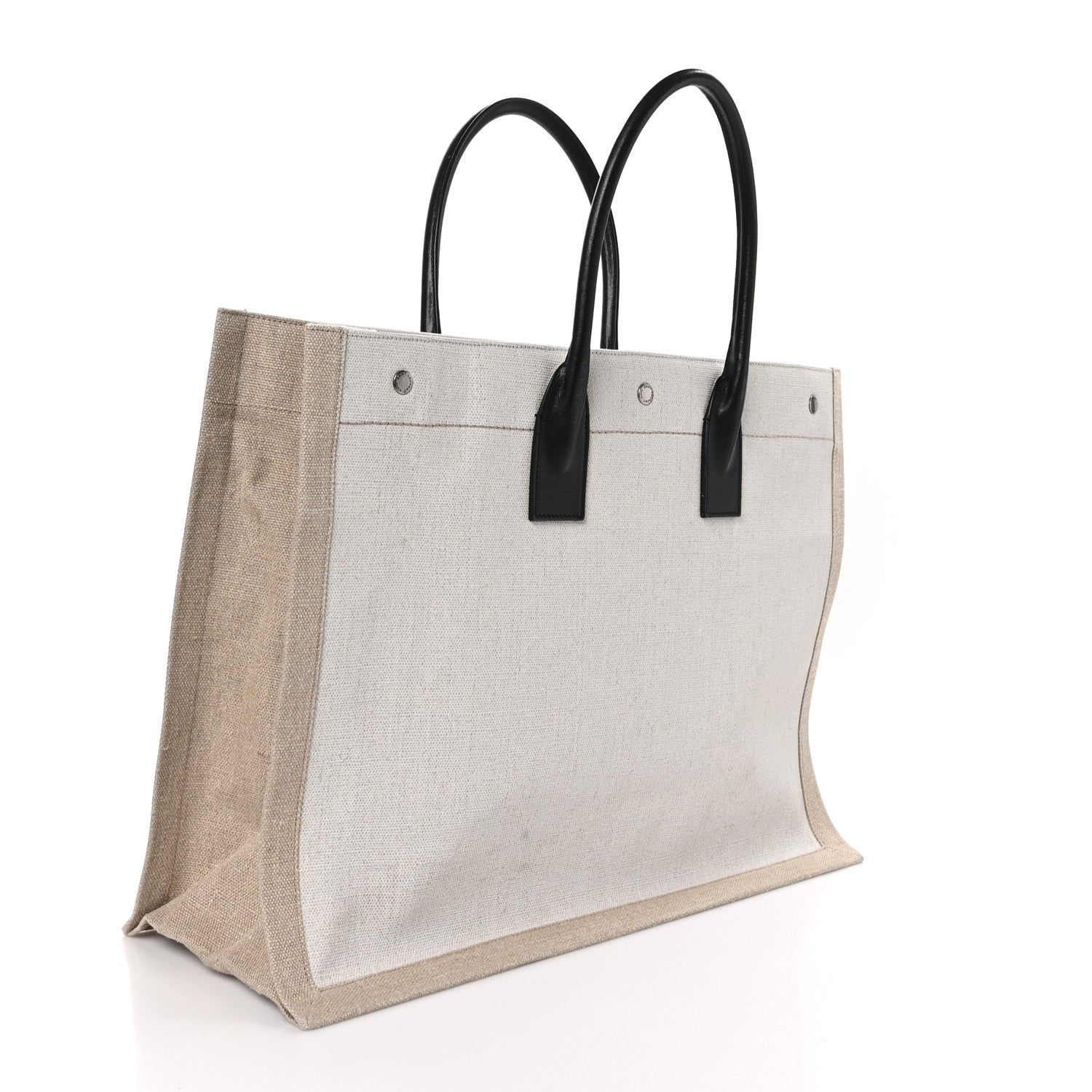 Saint Laurent Linen Calfskin Rive Gauche Tote Optic White 3 of 9