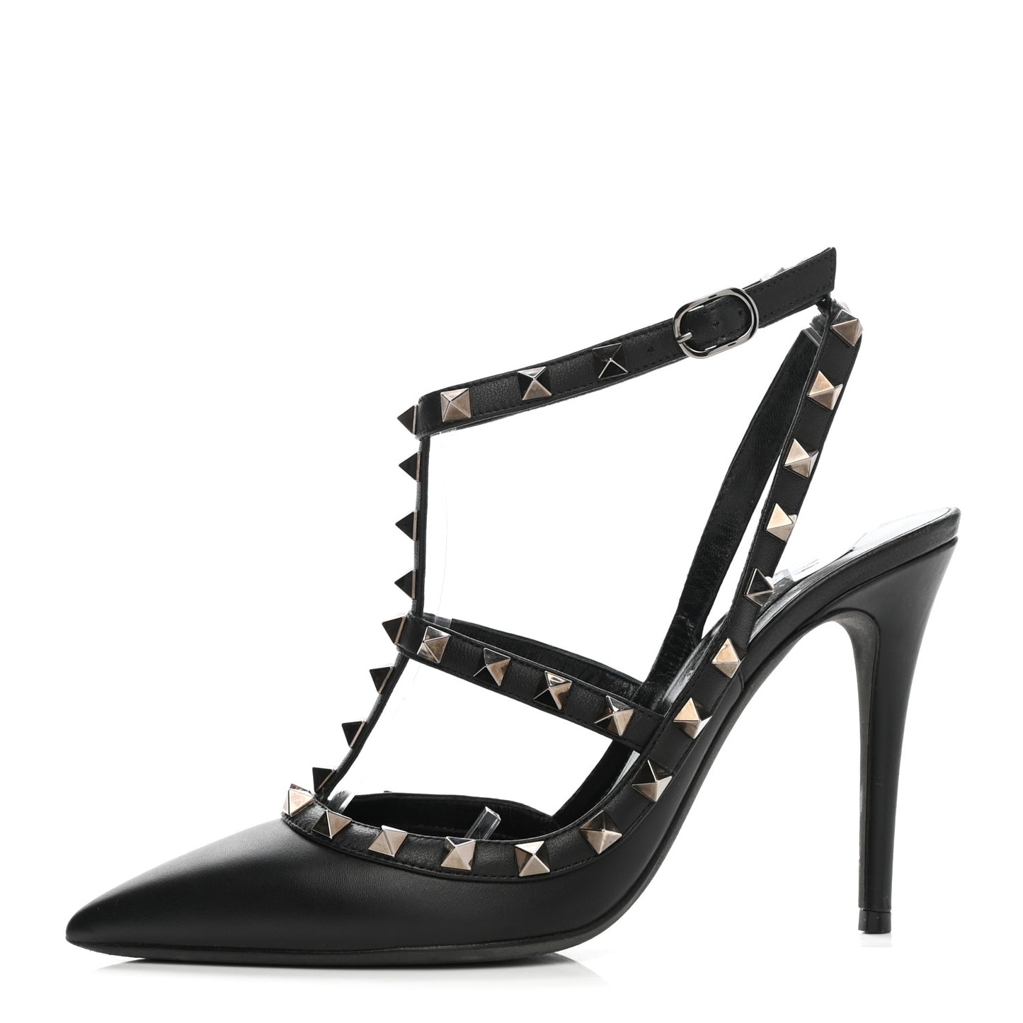Nappa Rockstud Ankle Strap Pumps 38 Black