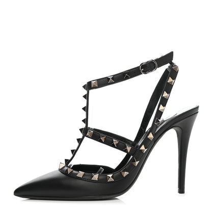 Valentino Garavani Nappa Rockstud Ankle Strap Pumps 38 Black 1 of 9
