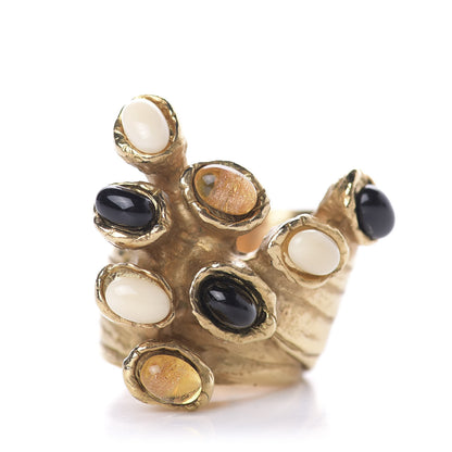 Saint Laurent Arty Dots Ring 5.5 Black White Gold 1 of 5