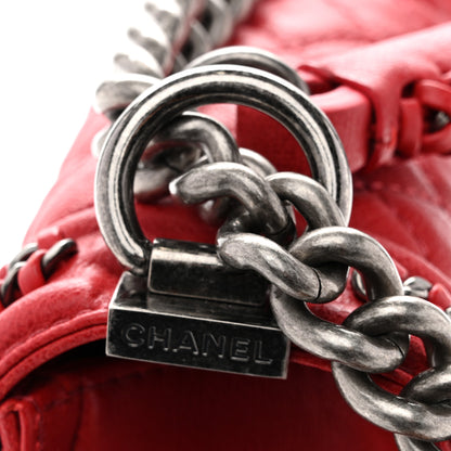 Chanel Calfskin Quilted Medium Top Handle Boy Flap Red 11 of 12