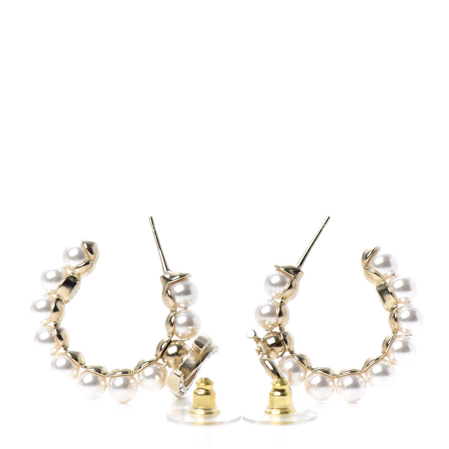 Crystal Pearl CC No 5 Hoop Drop Earring Gold