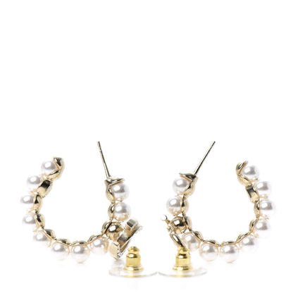 Chanel Crystal Pearl CC No 5 Hoop Drop Earring Gold 3 of 4