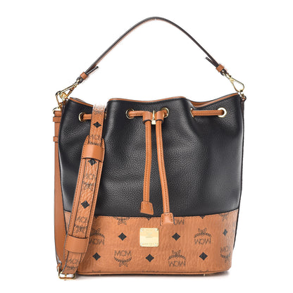 MCM Calfskin Visetos Geonautic Bucket Bag Black 1 of 8