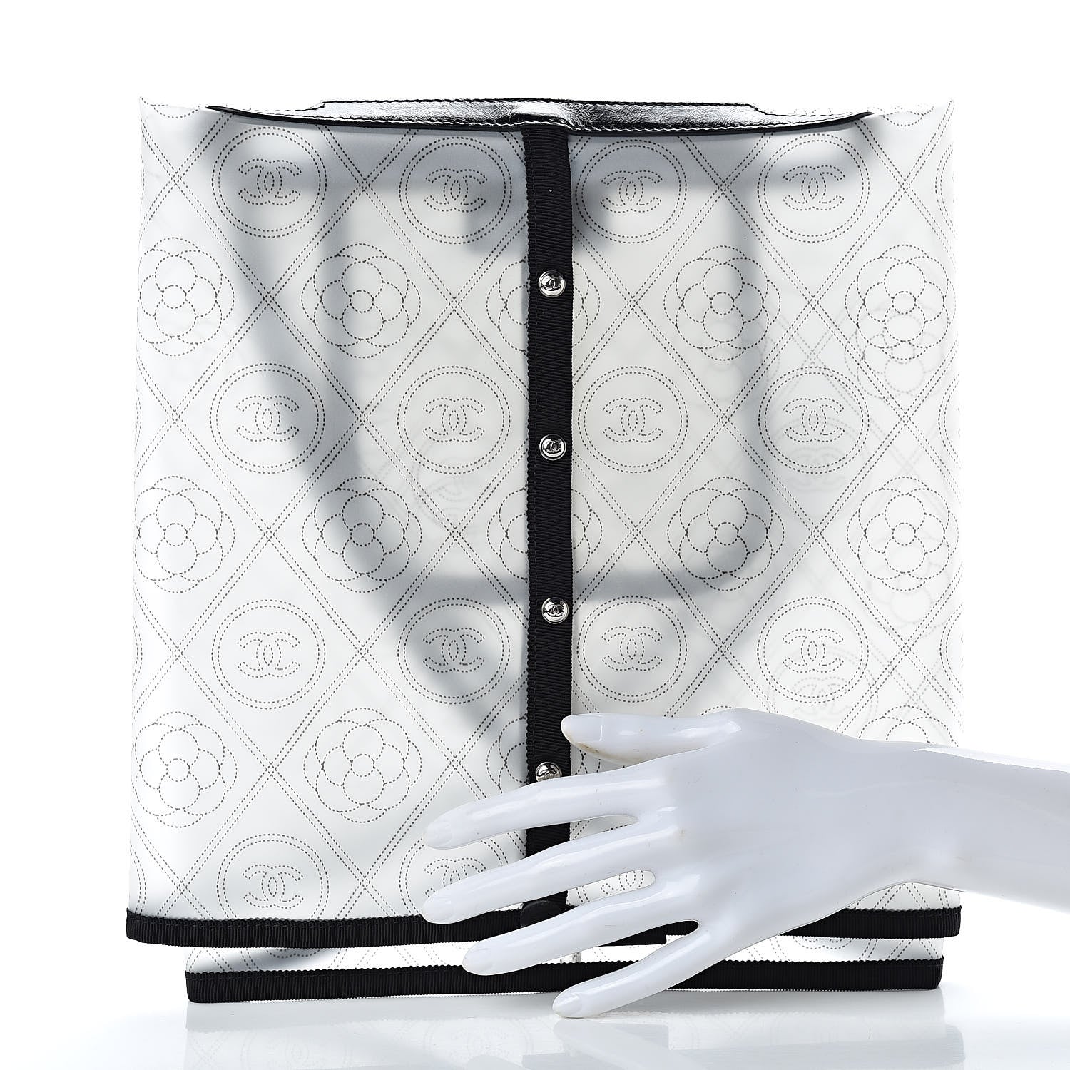 Chanel PVC Calfskin Coco Bag Raincoat White Black 2 of 6