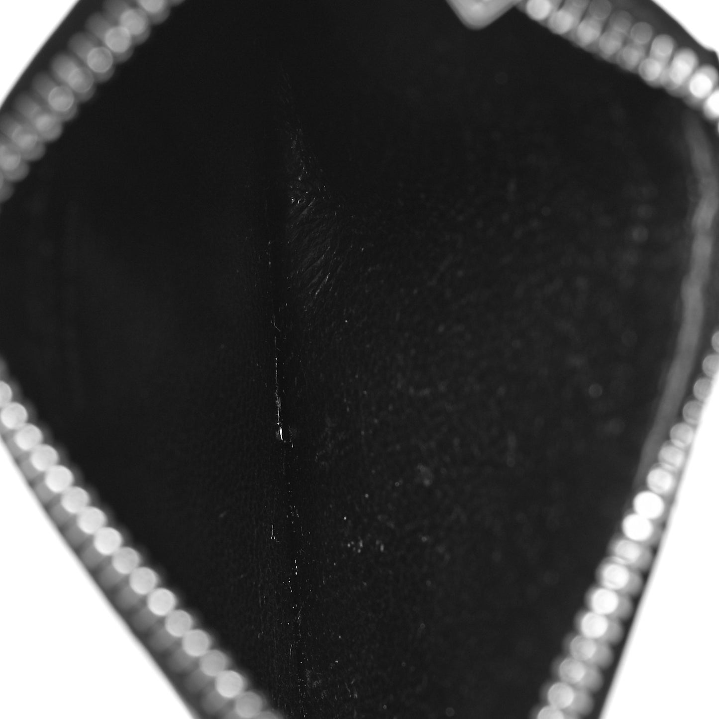 Grained Calfskin 5 Fragments Zip Pouch Card Holder Black