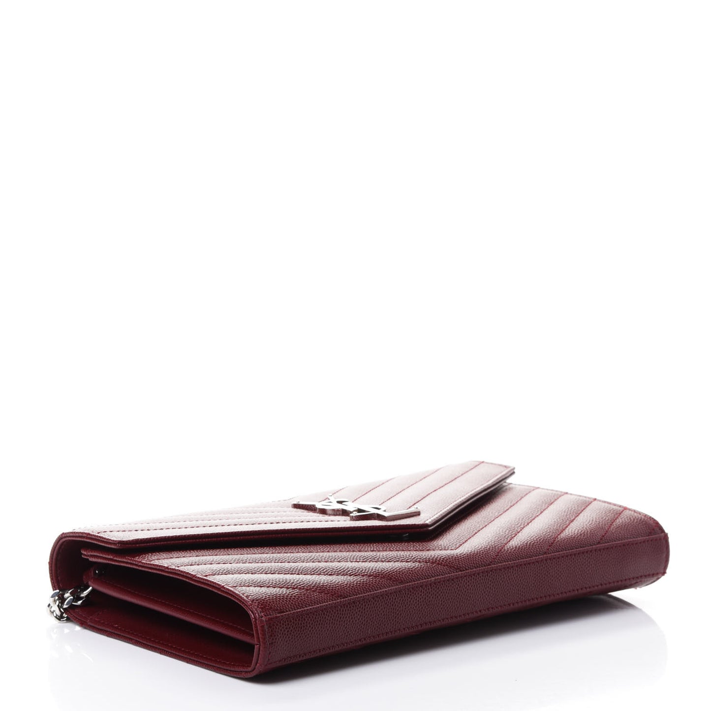 Grain De Poudre Matelasse Chevron Monogram Chain Wallet Palissandre