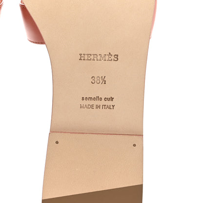 Hermes Box Calfskin Oran Sandals 38.5 Rouge Tomette 8 of 10