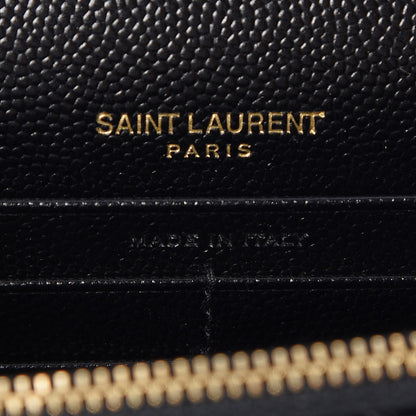 Saint Laurent Grain De Poudre Matelasse Chevron Monogram Envelope Chain Wallet Black 6 of 7