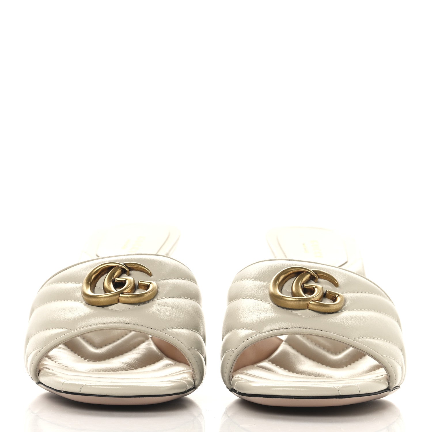 Gucci Nappa Matelasse GG Marmont 75mm Slide Sandals 41.5 Mystic White 3 of 10