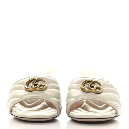 Gucci Nappa Matelasse GG Marmont 75mm Slide Sandals 41.5 Mystic White 3 of 10