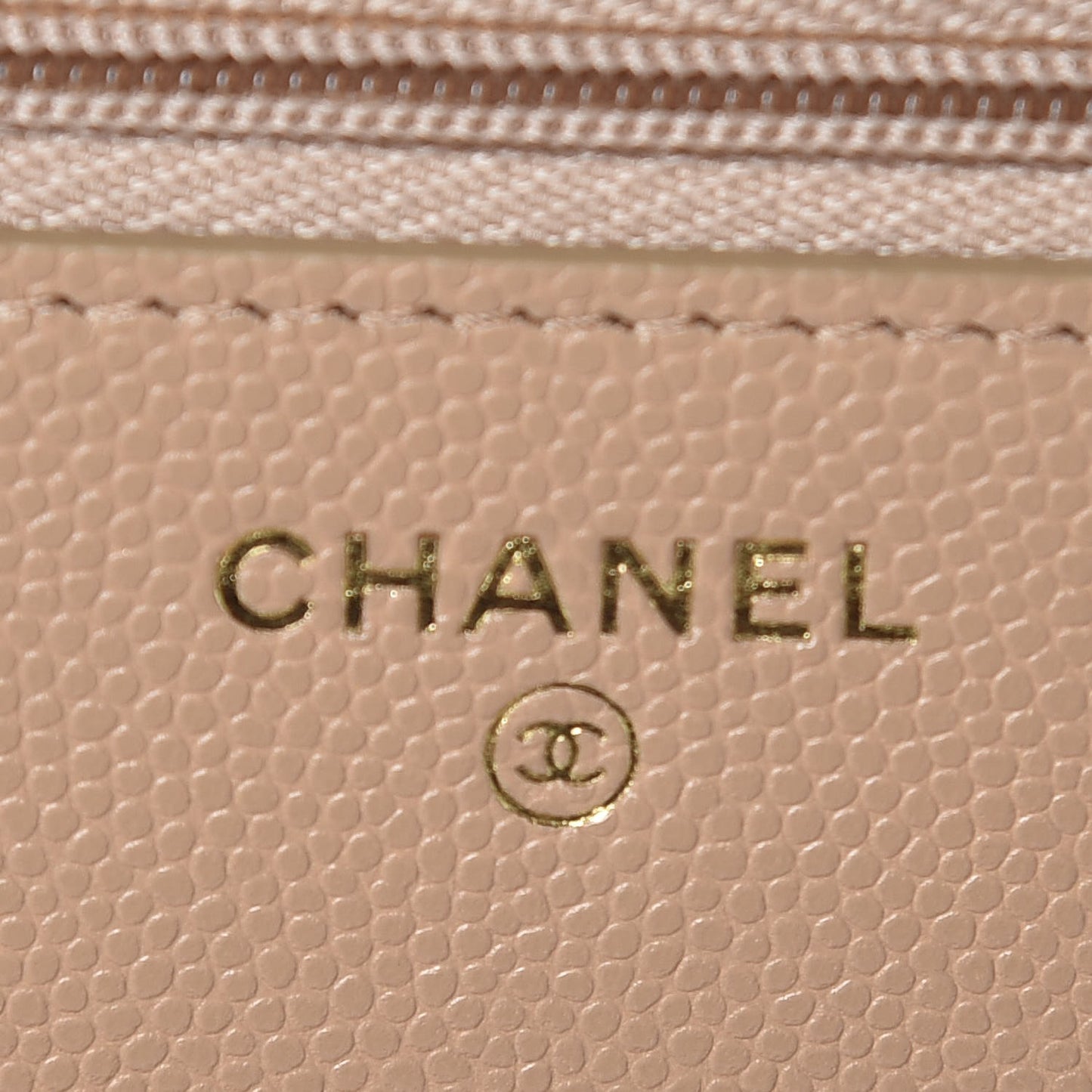 Caviar Quilted Wallet On Chain WOC Beige