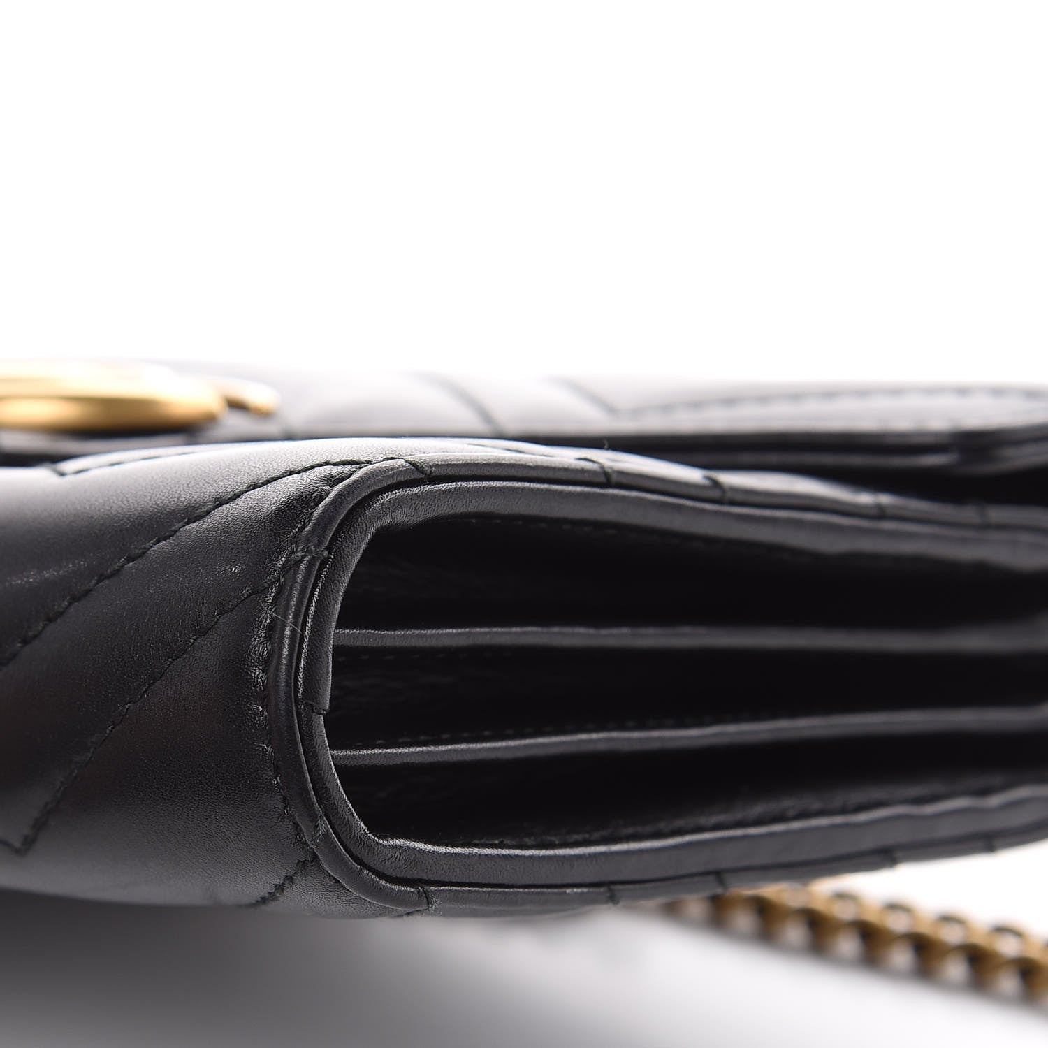 Gucci Calfskin Matelasse GG Marmont Chain Wallet Black 9 of 14