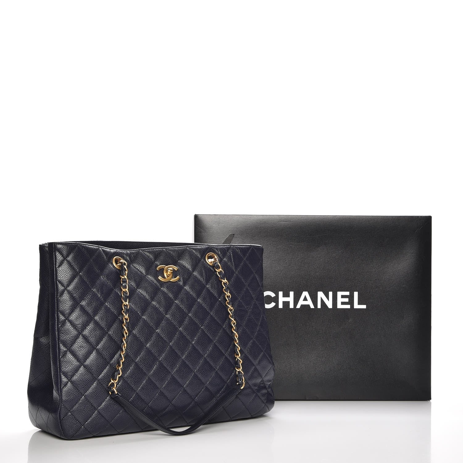 Chanel Caviar Quilted Large Shopping Tote Navy 10 of 10