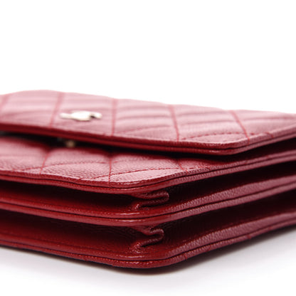 Chanel Caviar Quilted Square Wallet On Chain WOC Dark Red 7 of 11