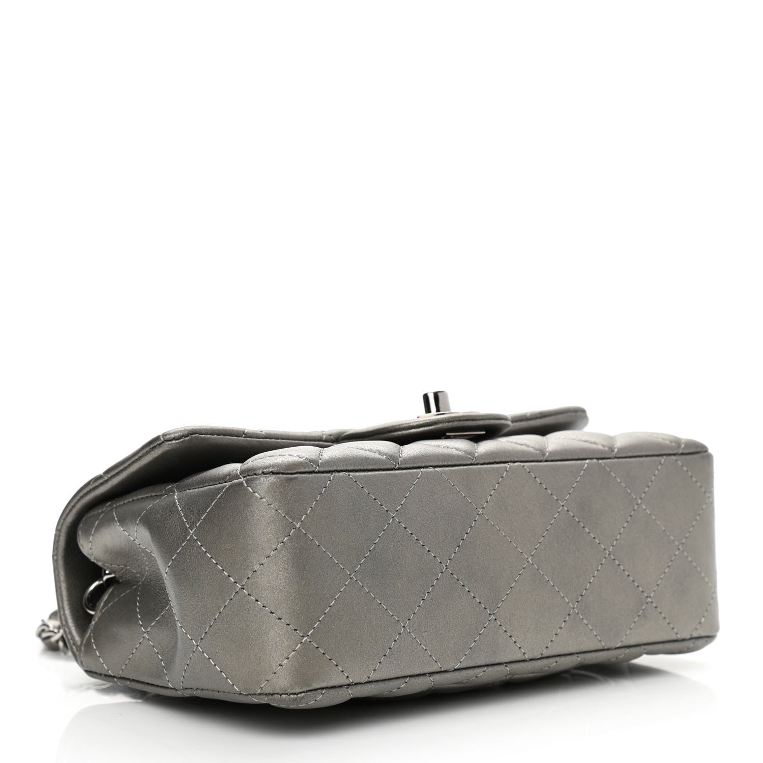Chanel Metallic Calfskin Quilted Mini Rectangular Flap Ruthenium 4 of 10