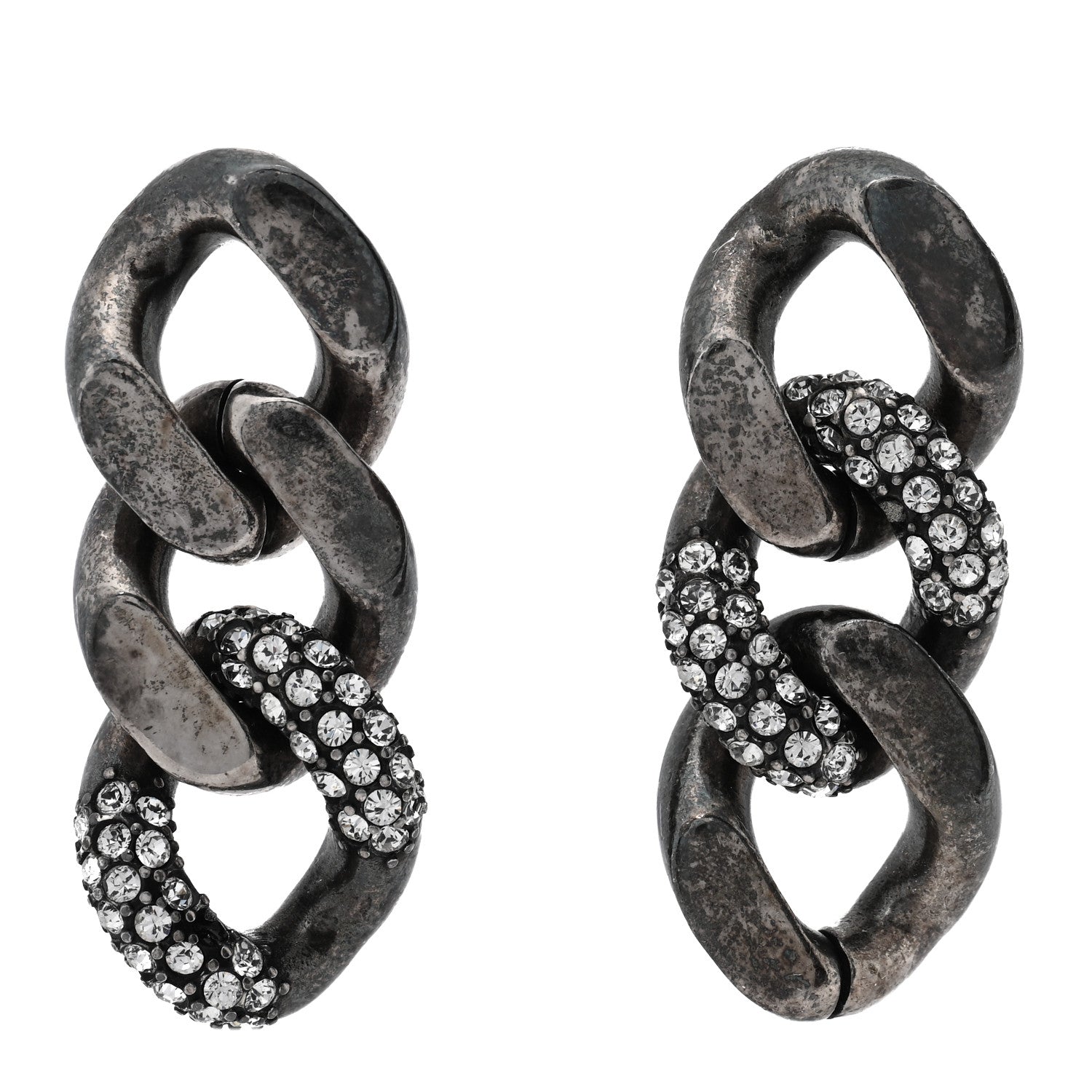 Saint Laurent Brass Curb Earrings Argent Oxyde 1 of 4