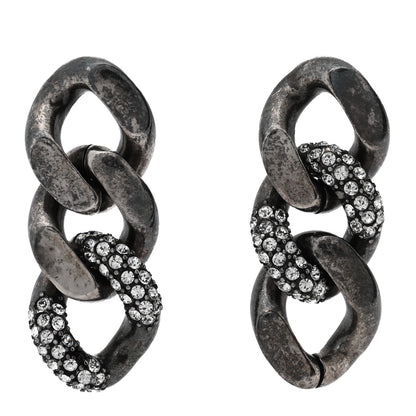 Saint Laurent Brass Curb Earrings Argent Oxyde 1 of 4